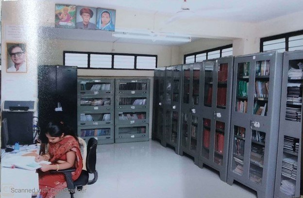 Extensive book collection shelves organized by subject